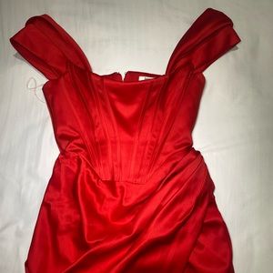 House of cb red corset dress with slit